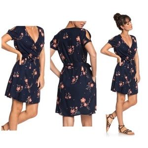 Roxy Monument Blue floral wrap dress